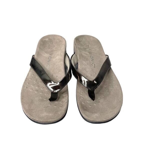 Vionic Dillon  toe post thong slide sandals Sz 7 in Pewter - Picture 2 of 7